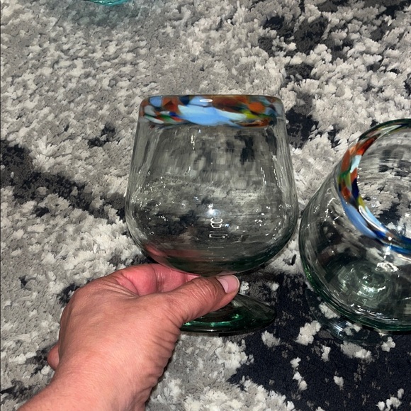 Colorful Rimmed Glass Goblets - Picture 3 of 4